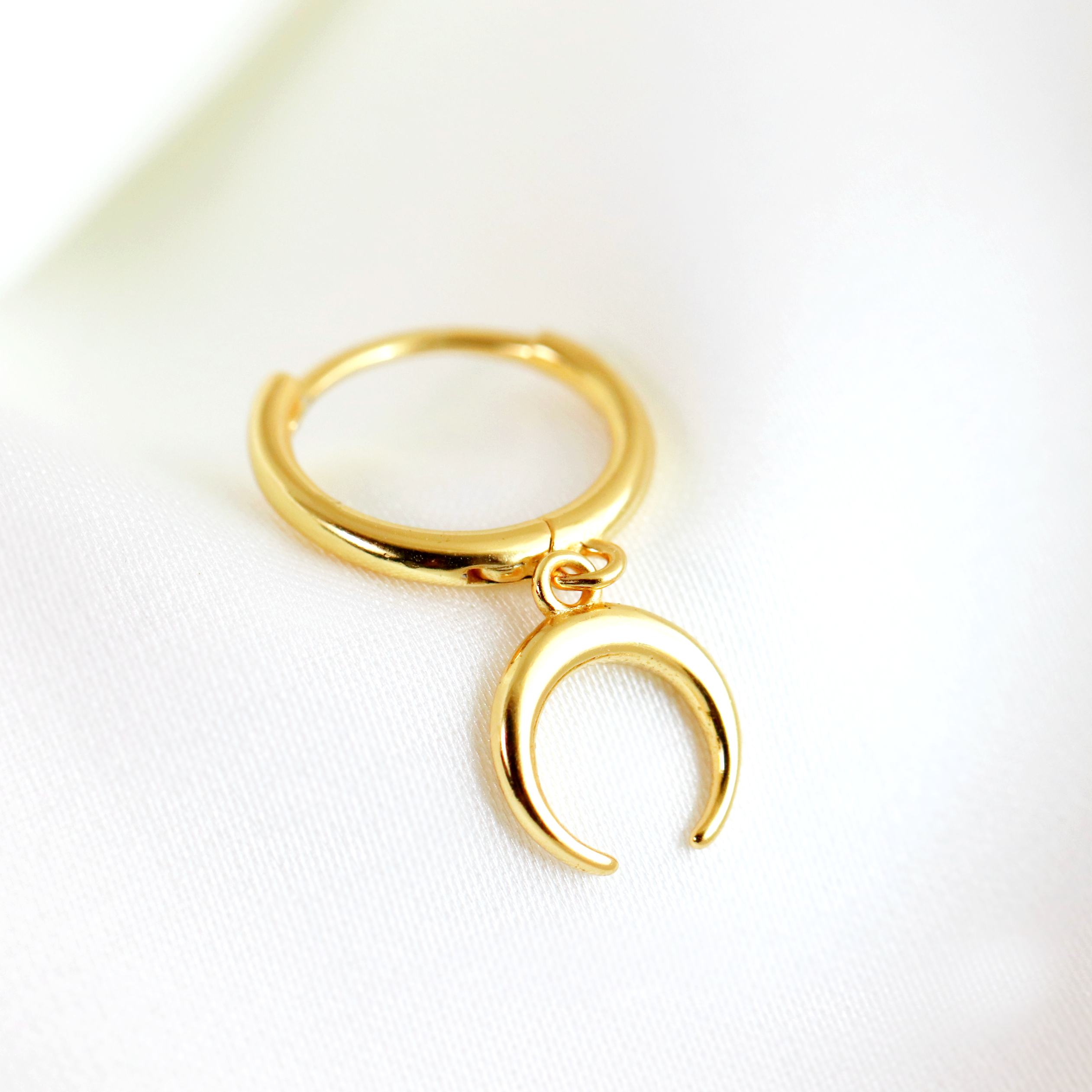 Simple Moon Dangle Hoop Earring
