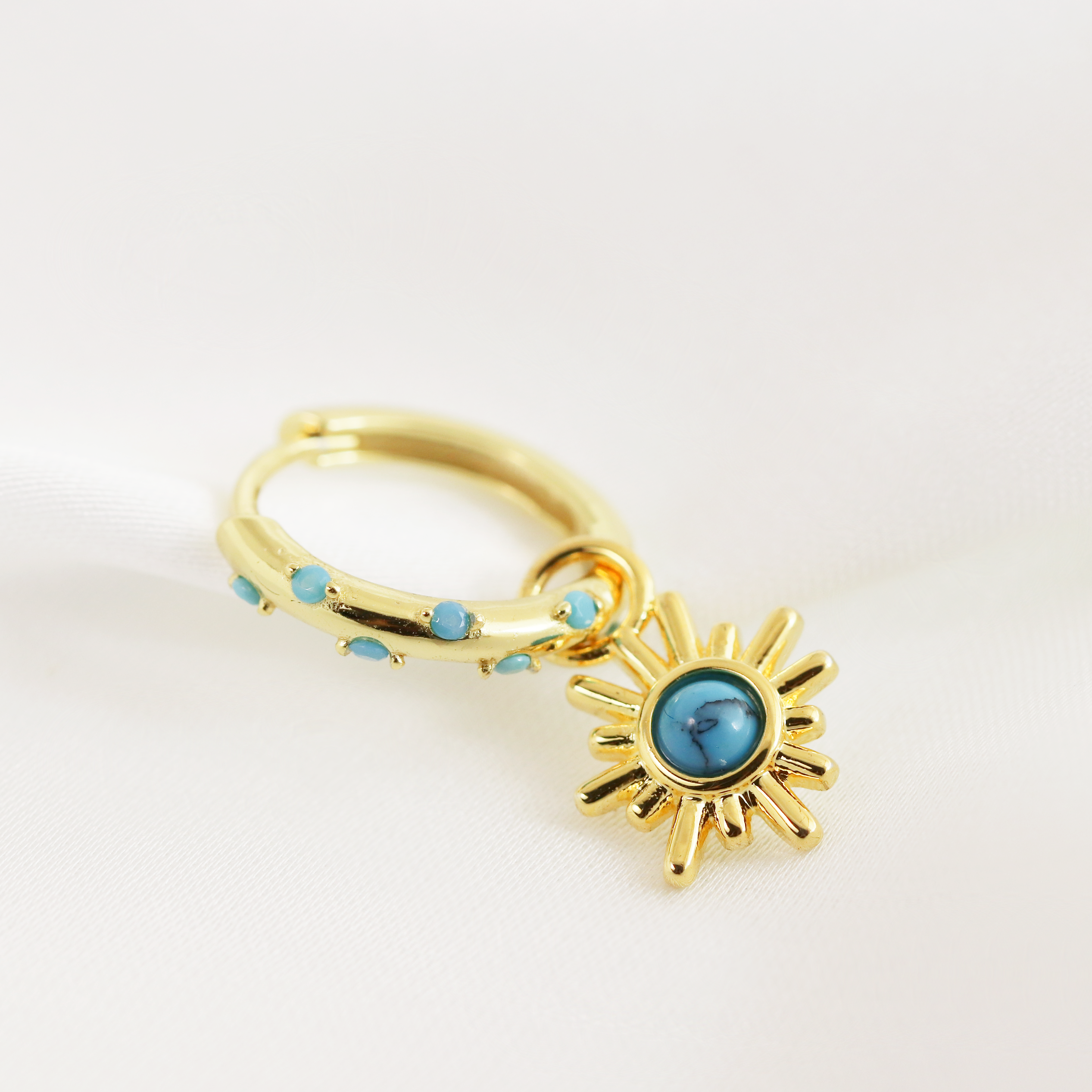 Boho Turquoise Sun Hoop Earring