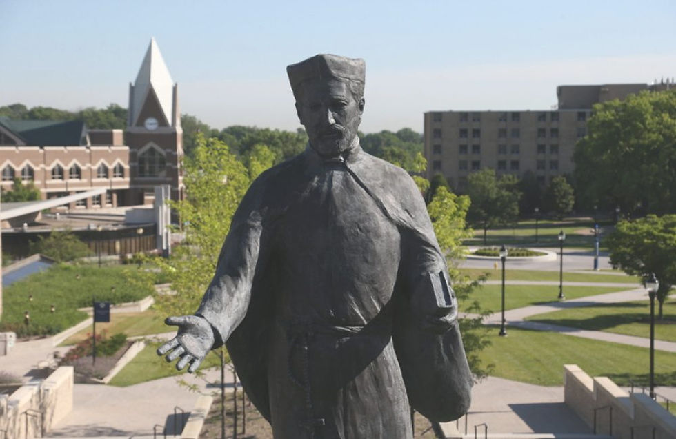 A statue of St. Francis Xavier, the patron saint of Xavier University