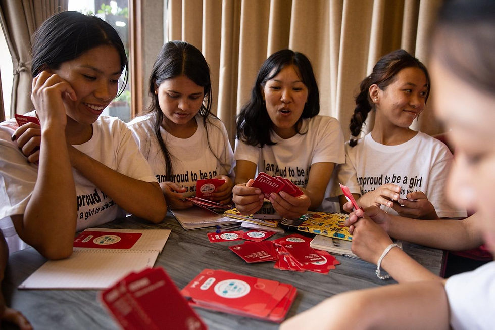 As the cards sparked questions, laughter, and debate, the girls began opening up about relationships, boundaries, and real-life challenges in ways that felt safe, honest, and fun. The Small World is a member the She’s the First Partner Coalition in Kathmandu, Nepal. (Photo by @Uma.Bista)