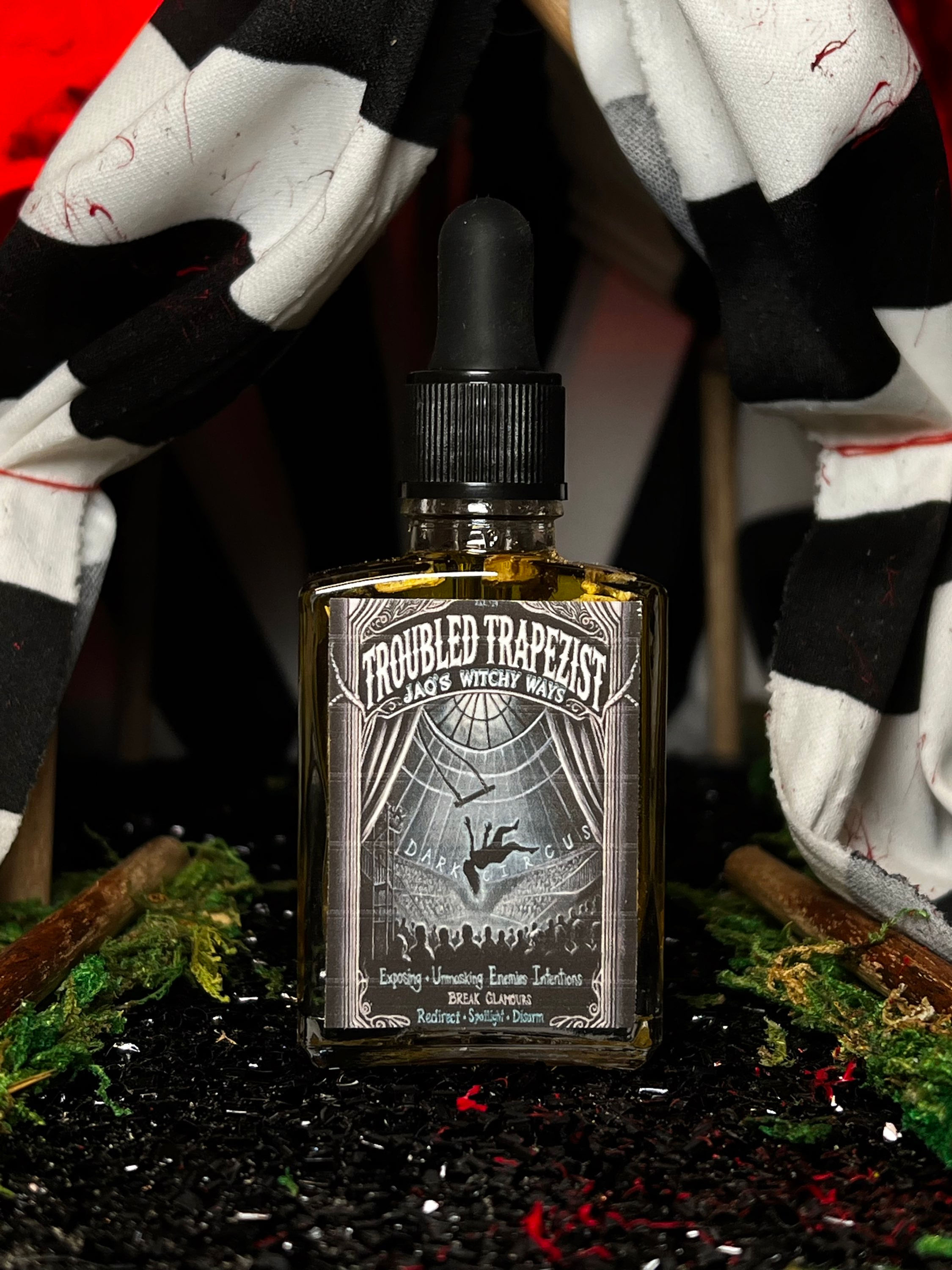 Troubled Trapezist Baneful Spell Oil - Exposure, Unmasking, Truth, & Disarming