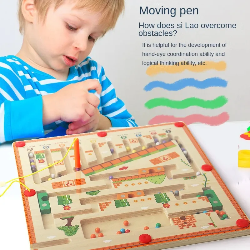Thumbnail: Magnetic Color & Number Maze Board – Montessori Fine Motor Toy with Magnetic Pen