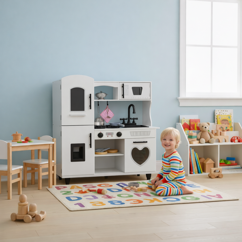 Adorable Wooden Kitchen Playset For Toddlers