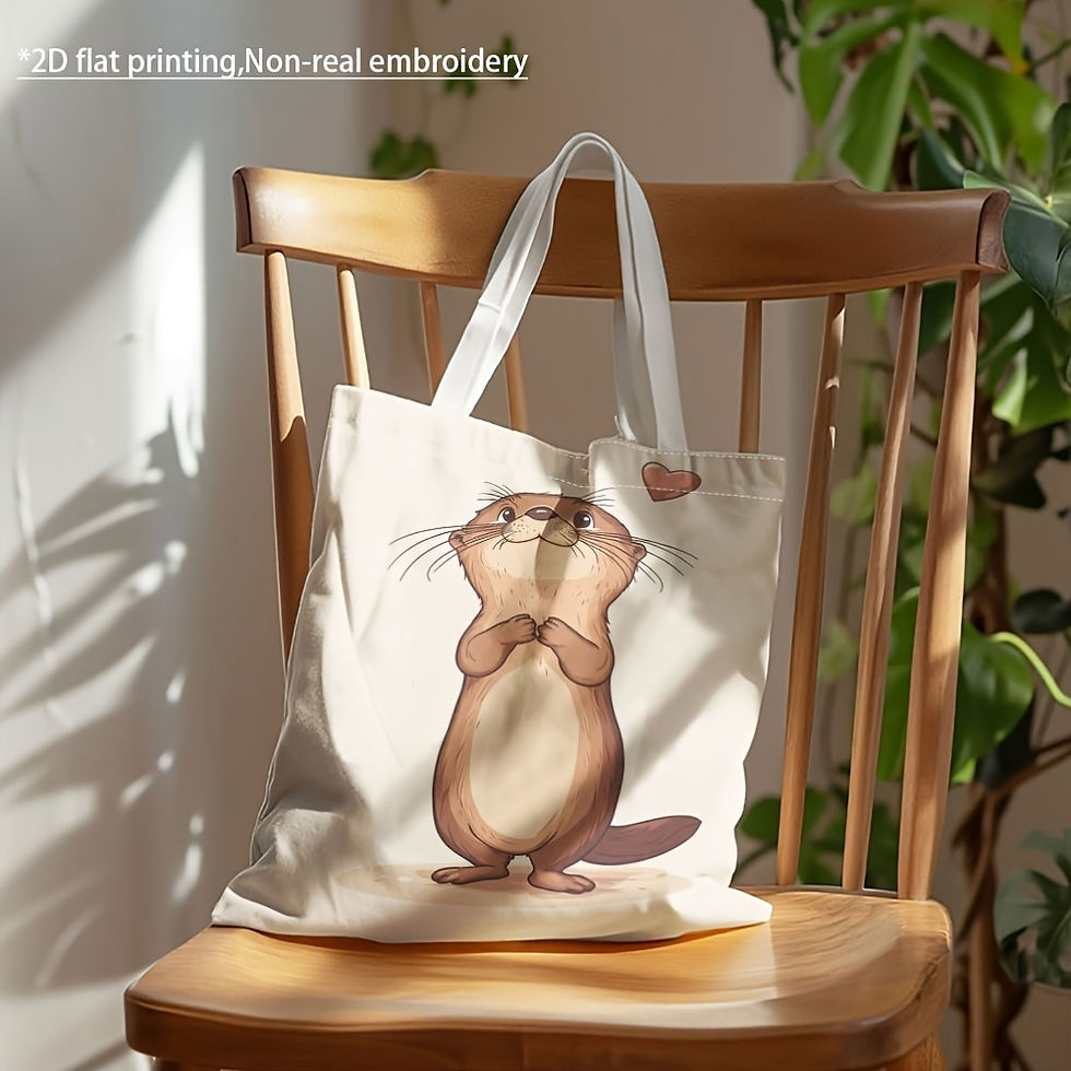 Thumbnail: Cute Otter Tote Bag – Reusable Washable Canvas-Style Shopper Bag (35×40cm)
