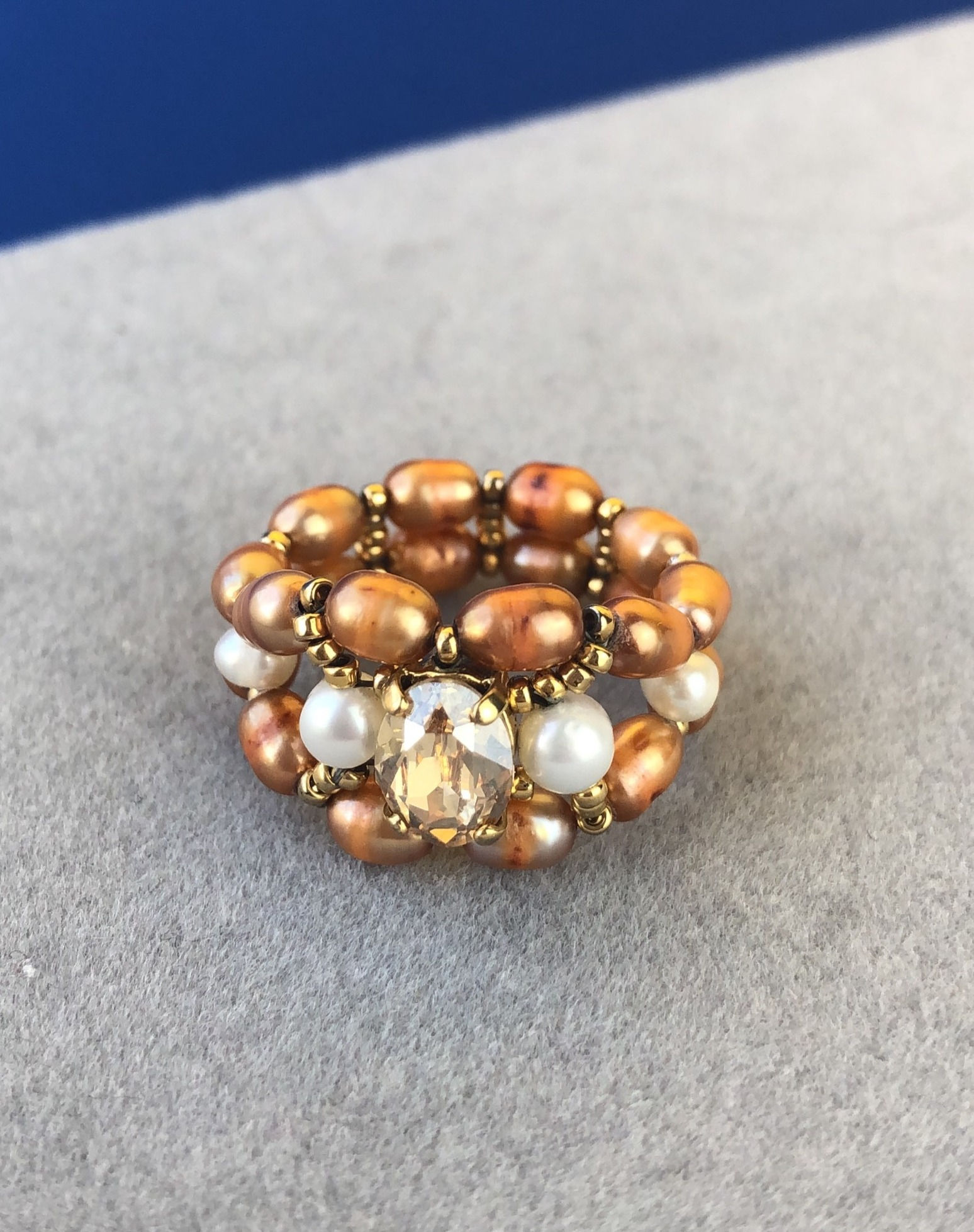 Rupert II Brown White Golden Shadow Ring