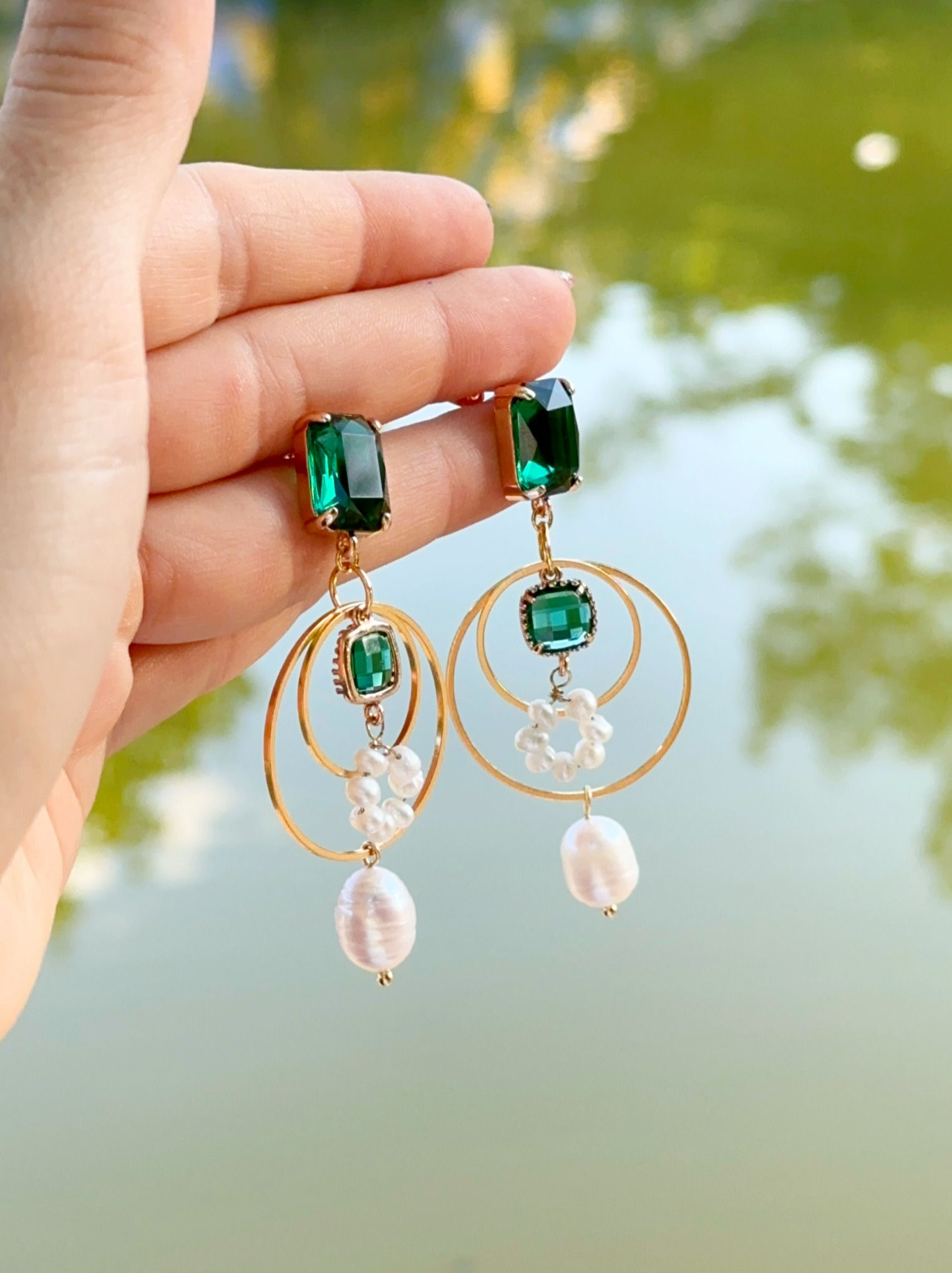 Green Earthly Abundance Hoops