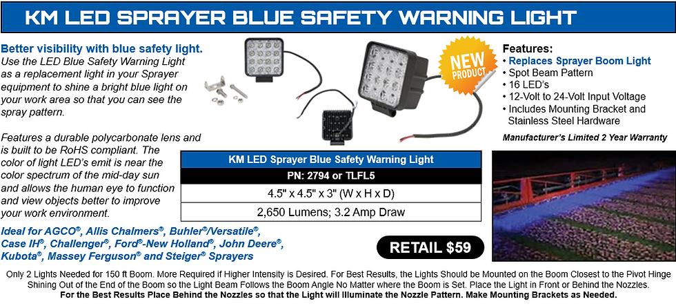 Thumbnail: Universal Sprayer Boom Blue Warning Light