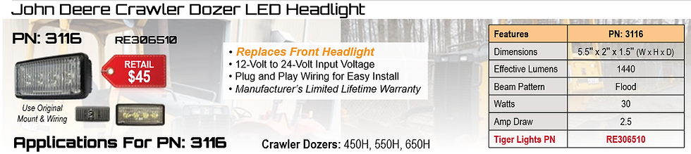 Thumbnail: John Deere 40-8010T Front Hood or Upper Cab Light