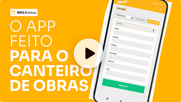 Capa para vídeo com mockup de celular com print da tela do RDO digital da Brickup