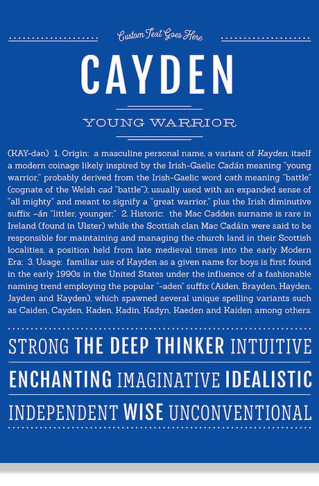 Image of the name CAYDEN with origin and definition