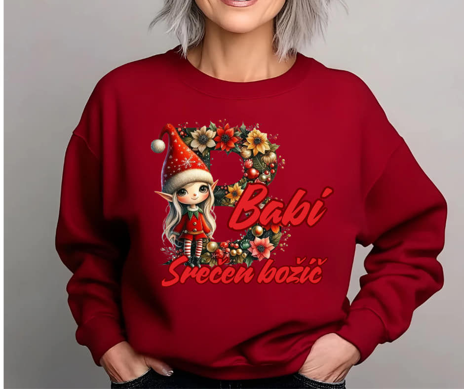 Božični pulover “Babi – Srečen božič” – popolno, prisrčno darilo za babice!