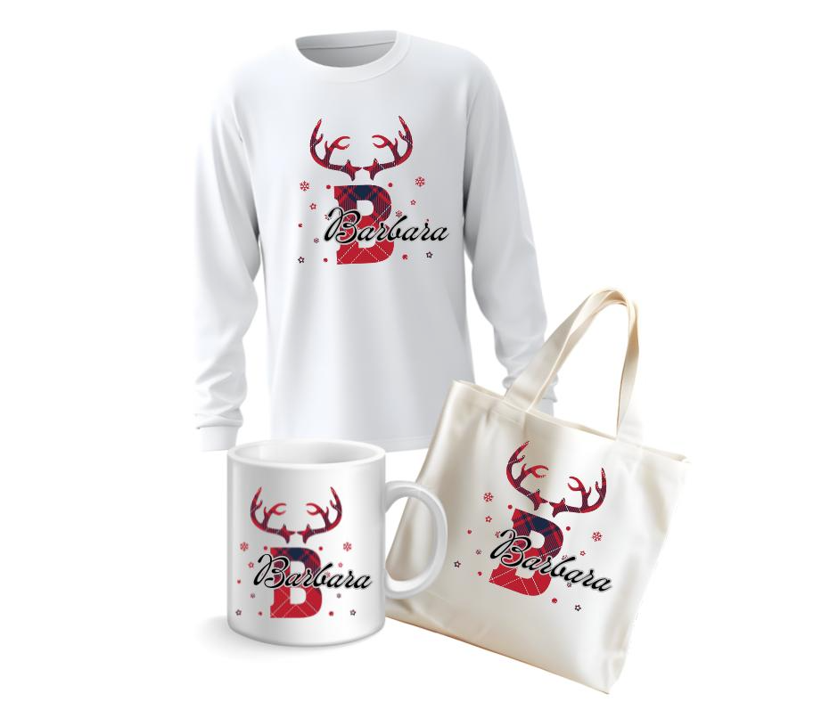 Personalizirani božični komplet – majica z dolgimi rokavi, skodelica in tote bag