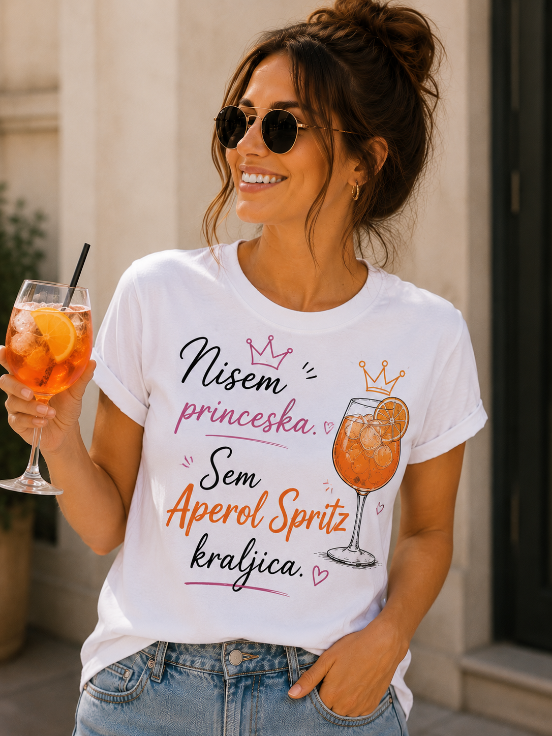 Ženska majica “Nisem princesa, sem Aperol Spritz kraljica”