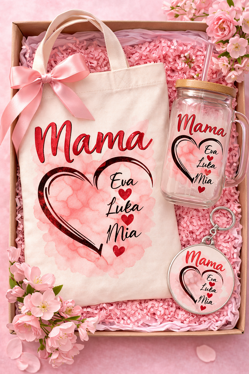 Personaliziran komplet za mamo, babico – tote bag, kozarec in obesek