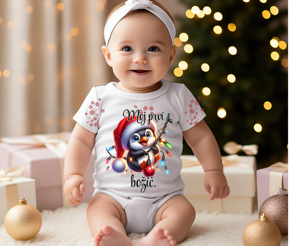 Otroški božični bodi – Moj prvi božič (pingvinček z lučkami) | AL-SA