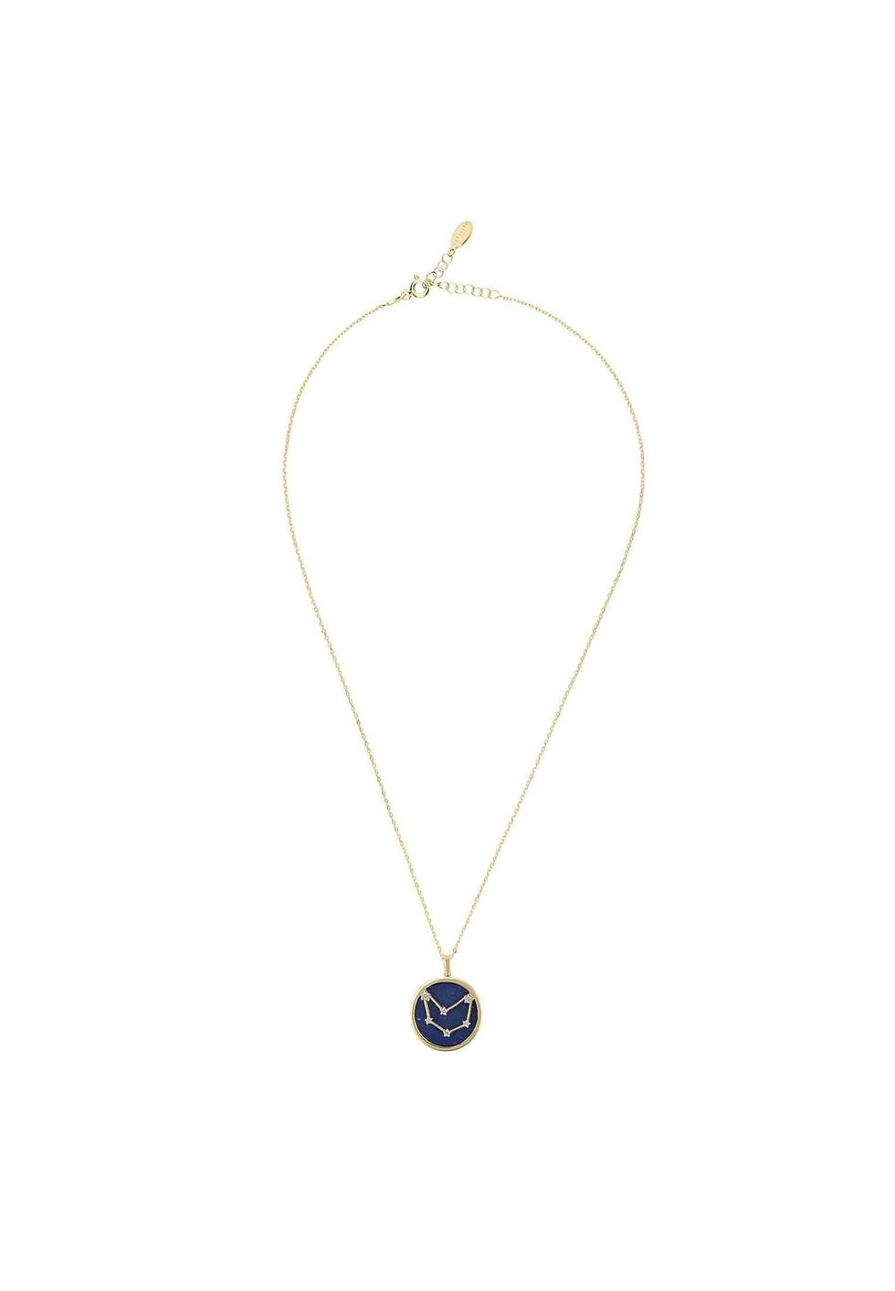 Miniatura: Collar con colgante de constelación de estrellas de piedras preciosas de lapislázuli del zodiaco, Capricornio dorado