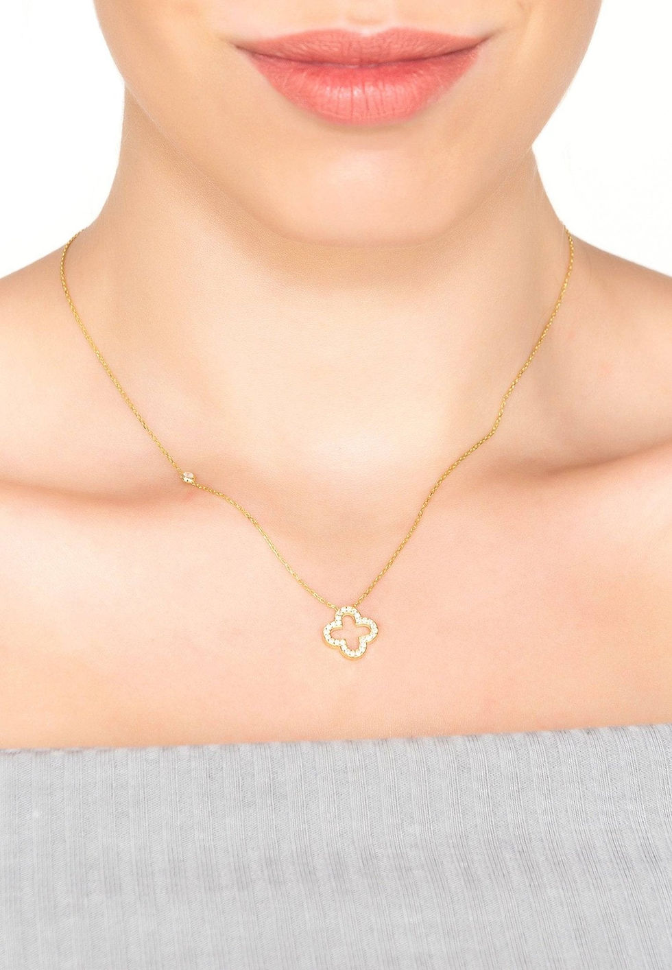 縮圖：Open Clover Pendant Necklace