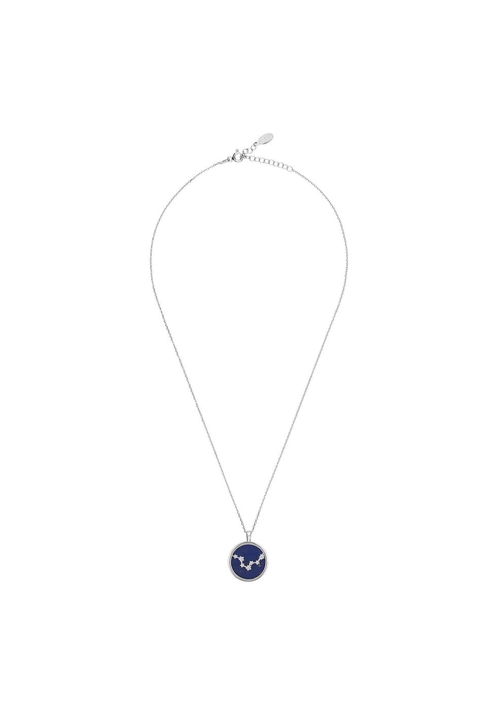 Miniatura: Collar con colgante de constelación de estrellas de piedras preciosas de lapislázuli del zodíaco, Piscis de plata