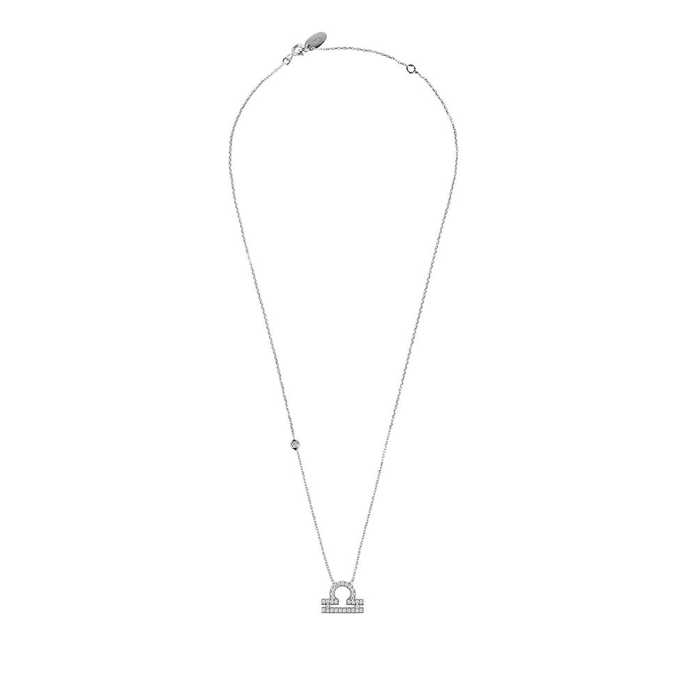 縮圖：Zodiac Star Sign Pendant Necklace Silver Libra