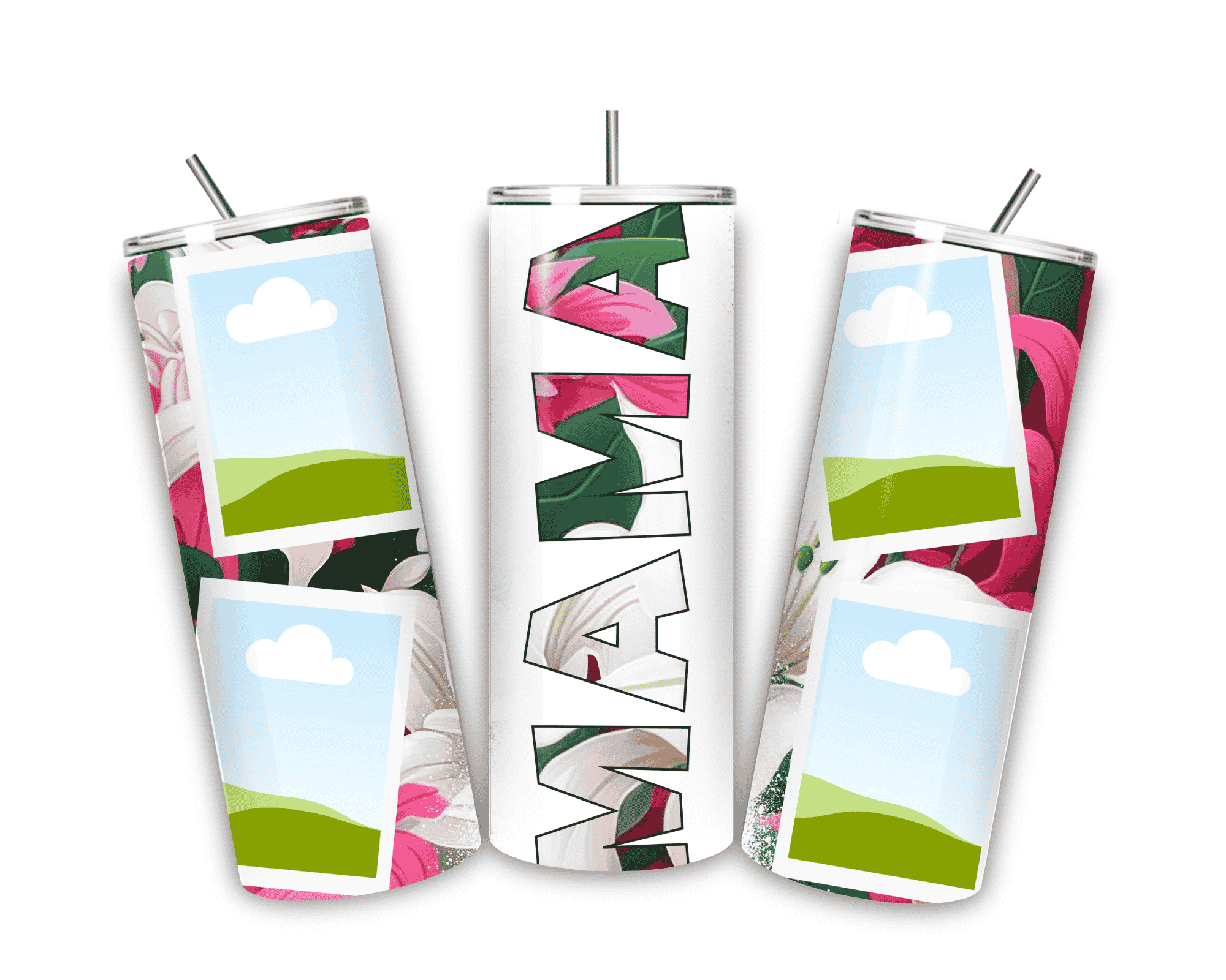 Custom Photo Floral "MAMA" | 20 oz