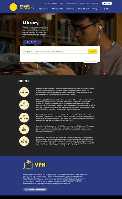 Library page screen grab