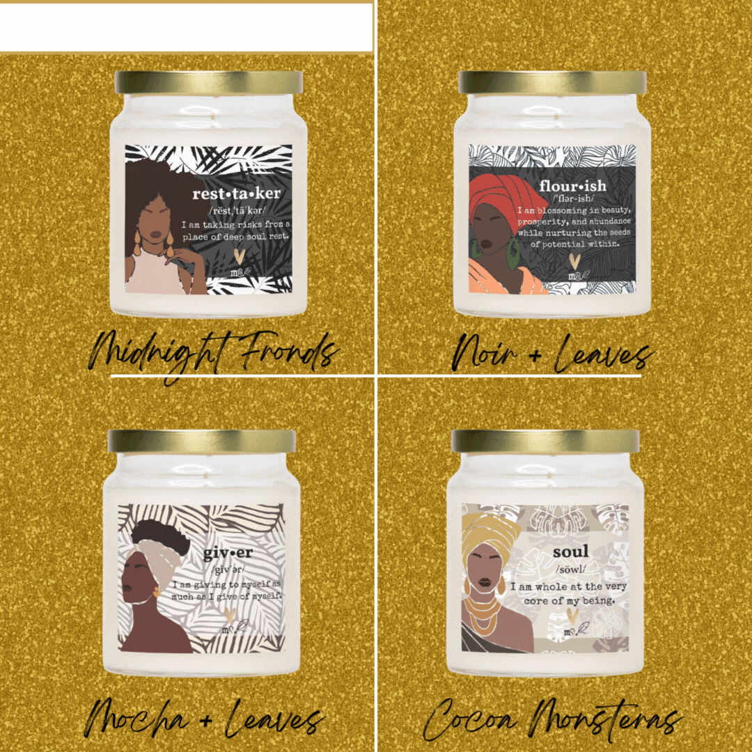 Melanated Musings 9 fl oz luxe, apothecary candle set.gif