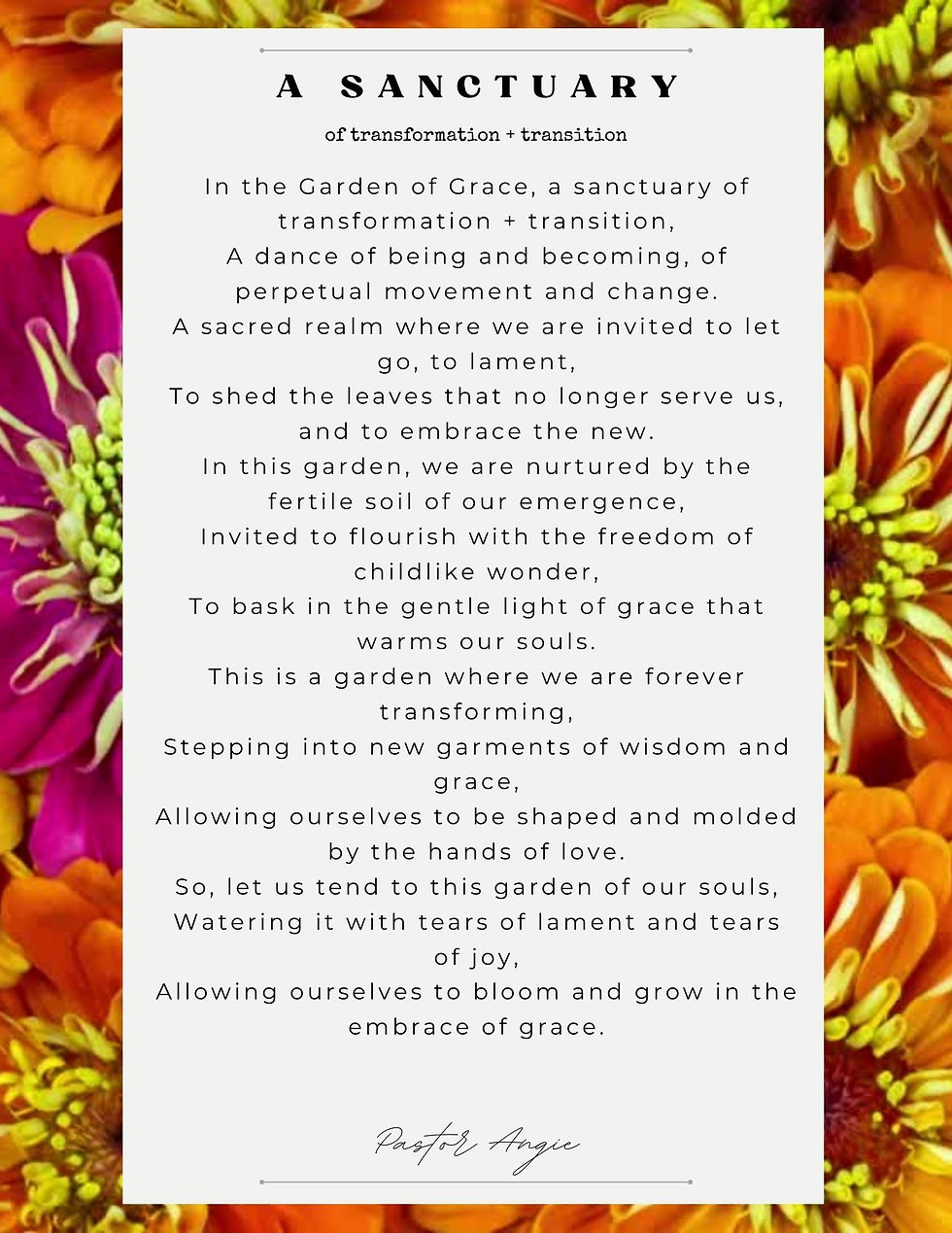 Poem - A Sanctuary of transformation and transition