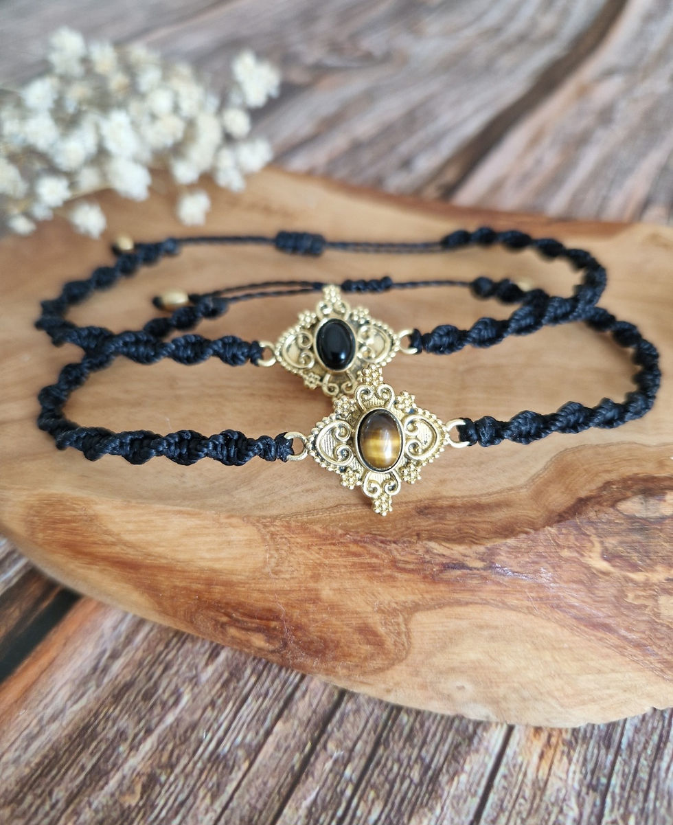 Brass Mandala Macrame Bracelets (Choose your crystal)