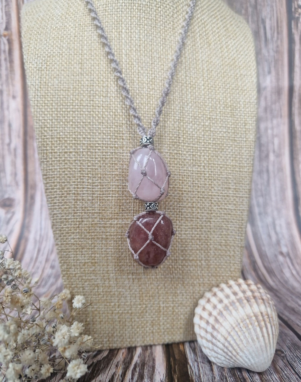 Rose Quartz & Strawberry Quartz Necklace