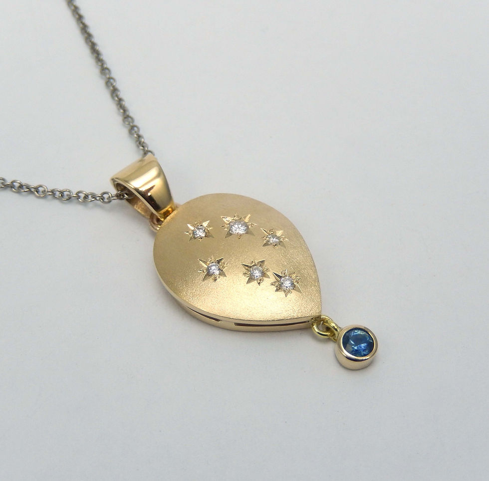 Blue Sapphire and Diamond Pear Pnndant