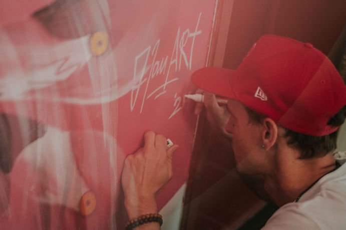 ZjanArt signiert Flamingo Wandbild Restaurant Guadalajara Mexiko