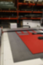 Red Felt cutting and placed on the CNC machinery