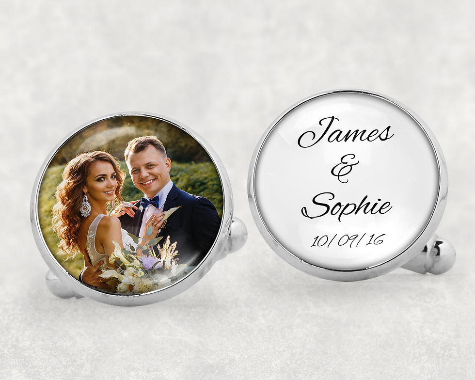 Personalised Photo Cufflinks with Names and Date