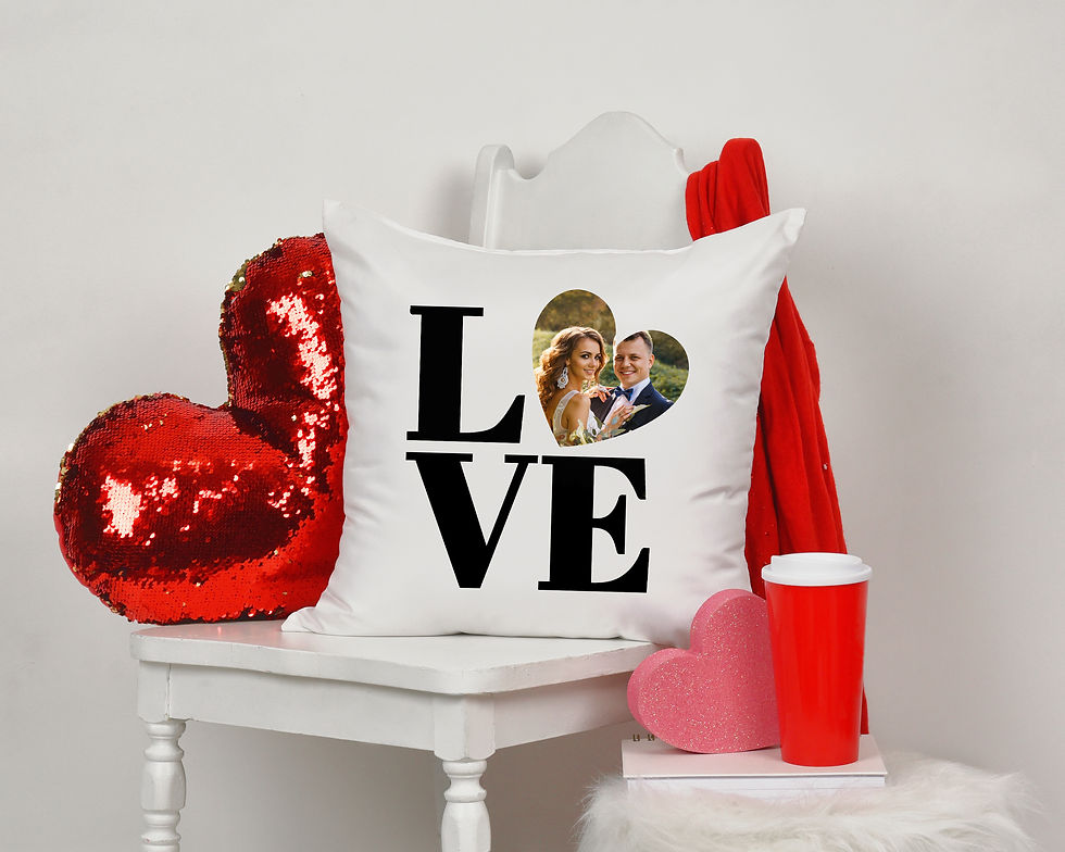 Personalised Love Word Photo Heart Cushion