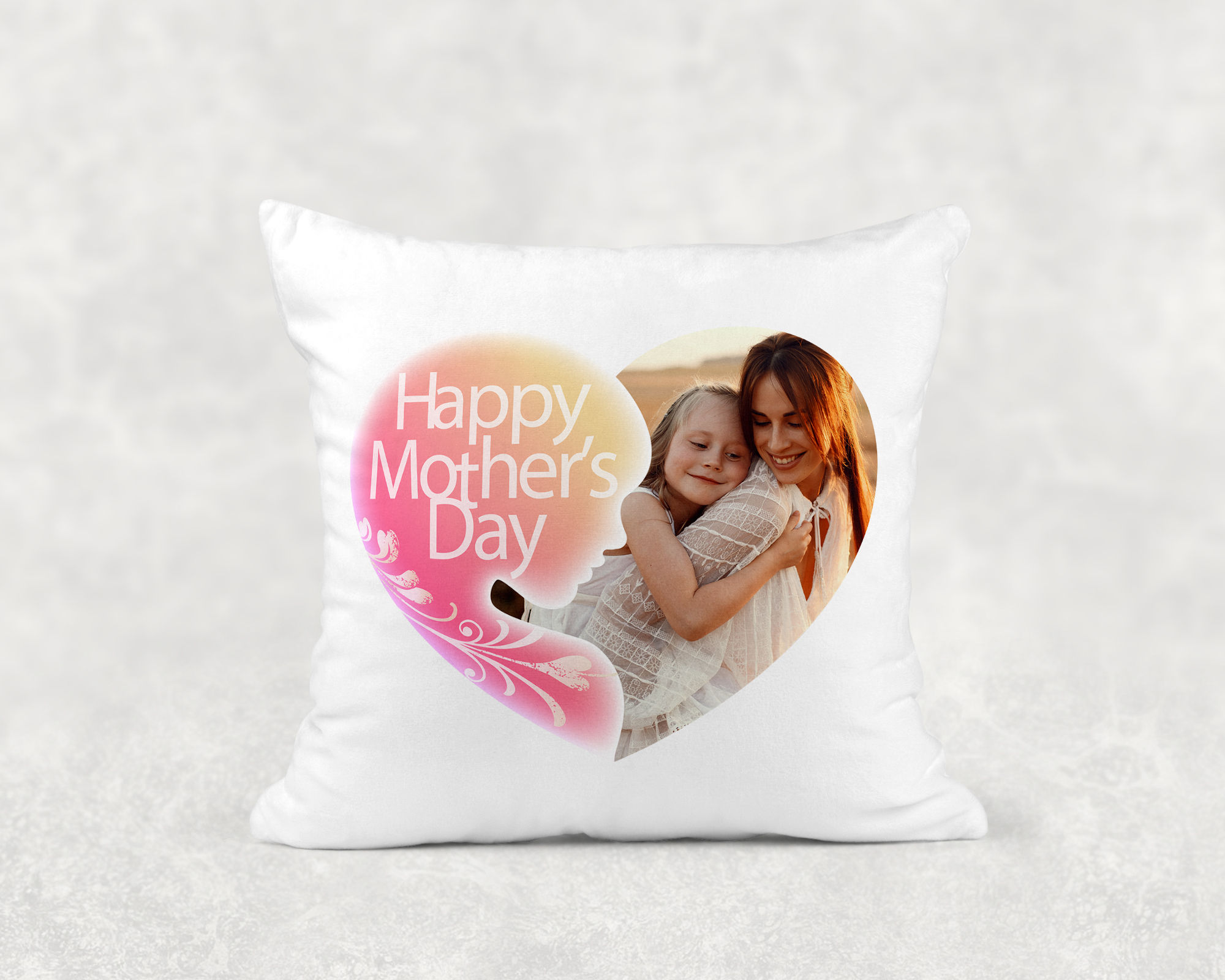Happy Mother's Day Photo Heart Cushion