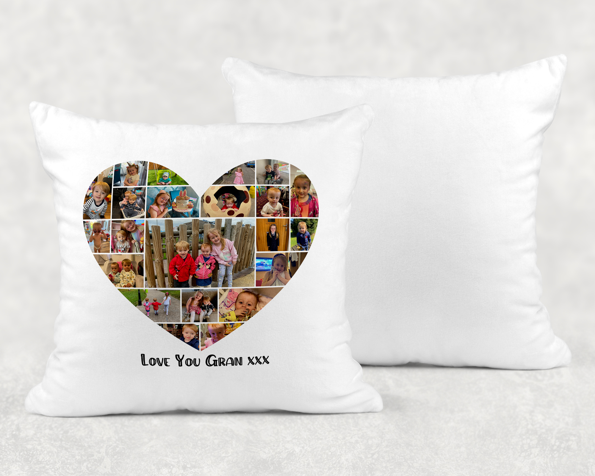 Personalised Photo Heart Collage Cushion with Message