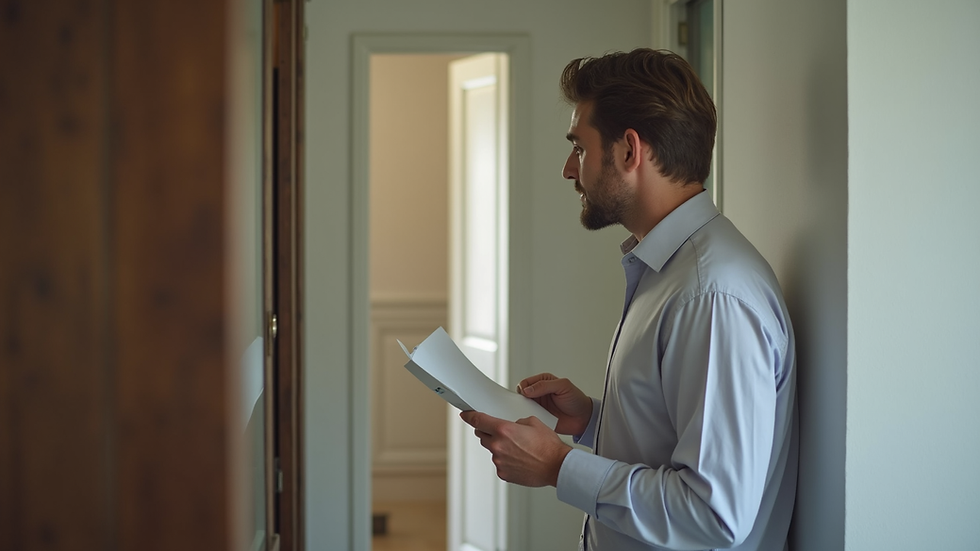 Close-up view of a Columbus property manager inspecting a rental unit