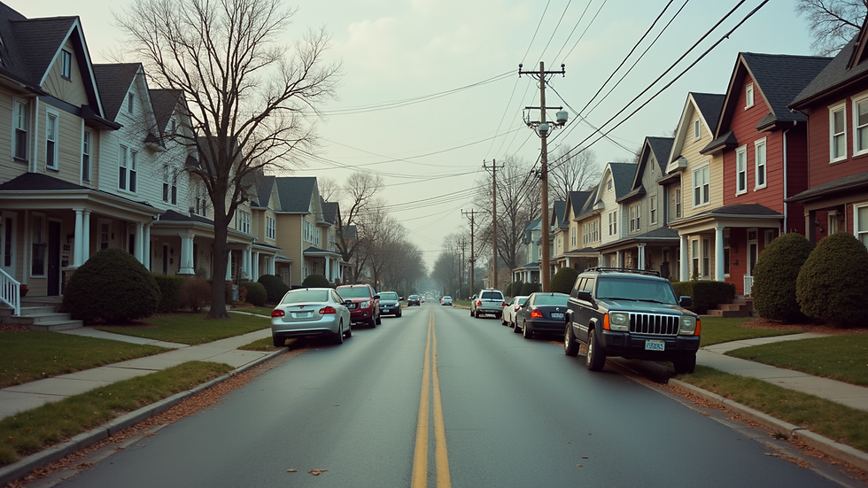 High angle view of a Columbus neighborhood with rental properties