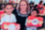 Irene Rosenbaum with students from Crestwood Elementary School.