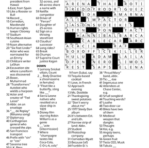 Issue 1, vol. CXLI crossword solutions