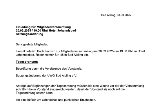 Mitgliederversammlung 20.03.2025