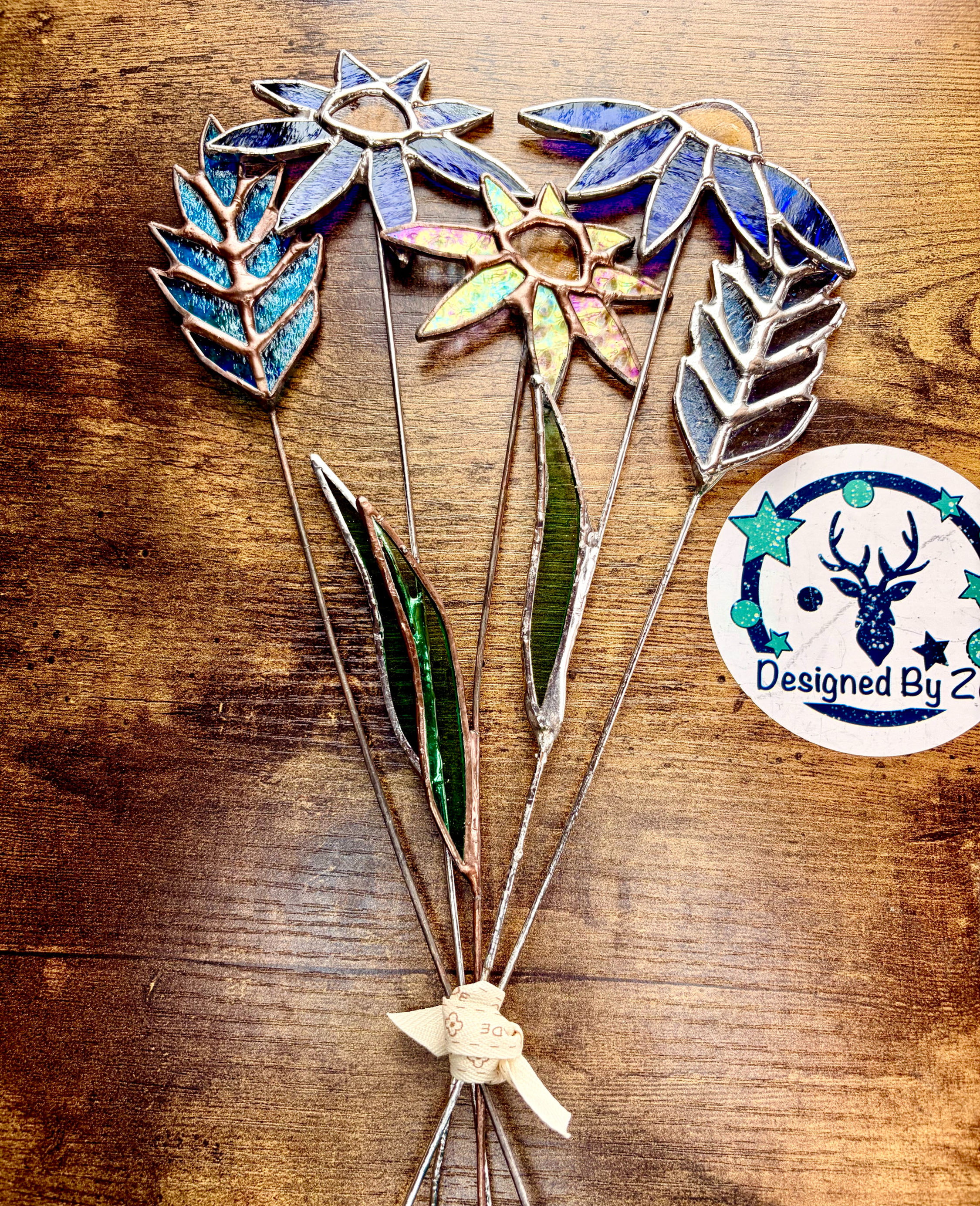 Stained Glass Posy - 5 Rustic Glass Flower