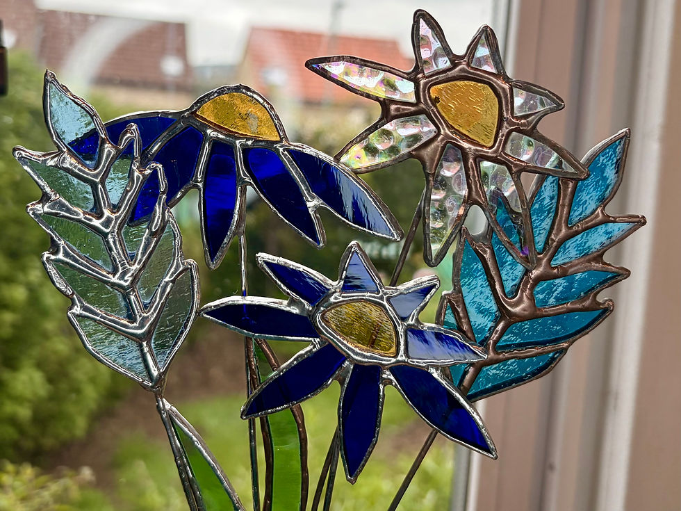 Thumbnail: Stained Glass Posy - 5 Rustic Glass Flower