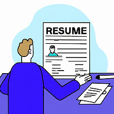 Person sitting at a table carefully reading a resume, reflecting an empathetic approach to career coaching powered by AI.