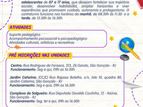 Projeto RECRIA está com as inscrições abertas para crianças e adolescentes de 7 a 17 anos   
