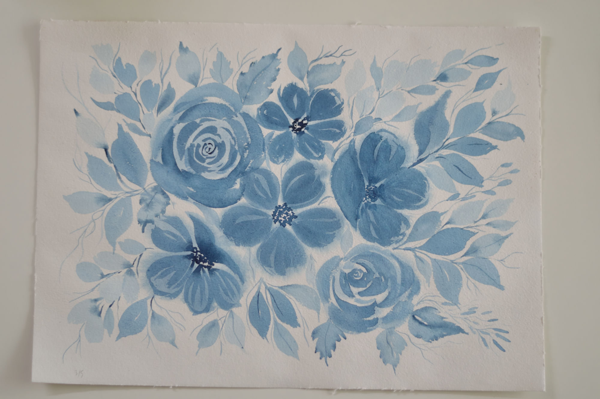 Indigo blue watercolor - 3/5 edition