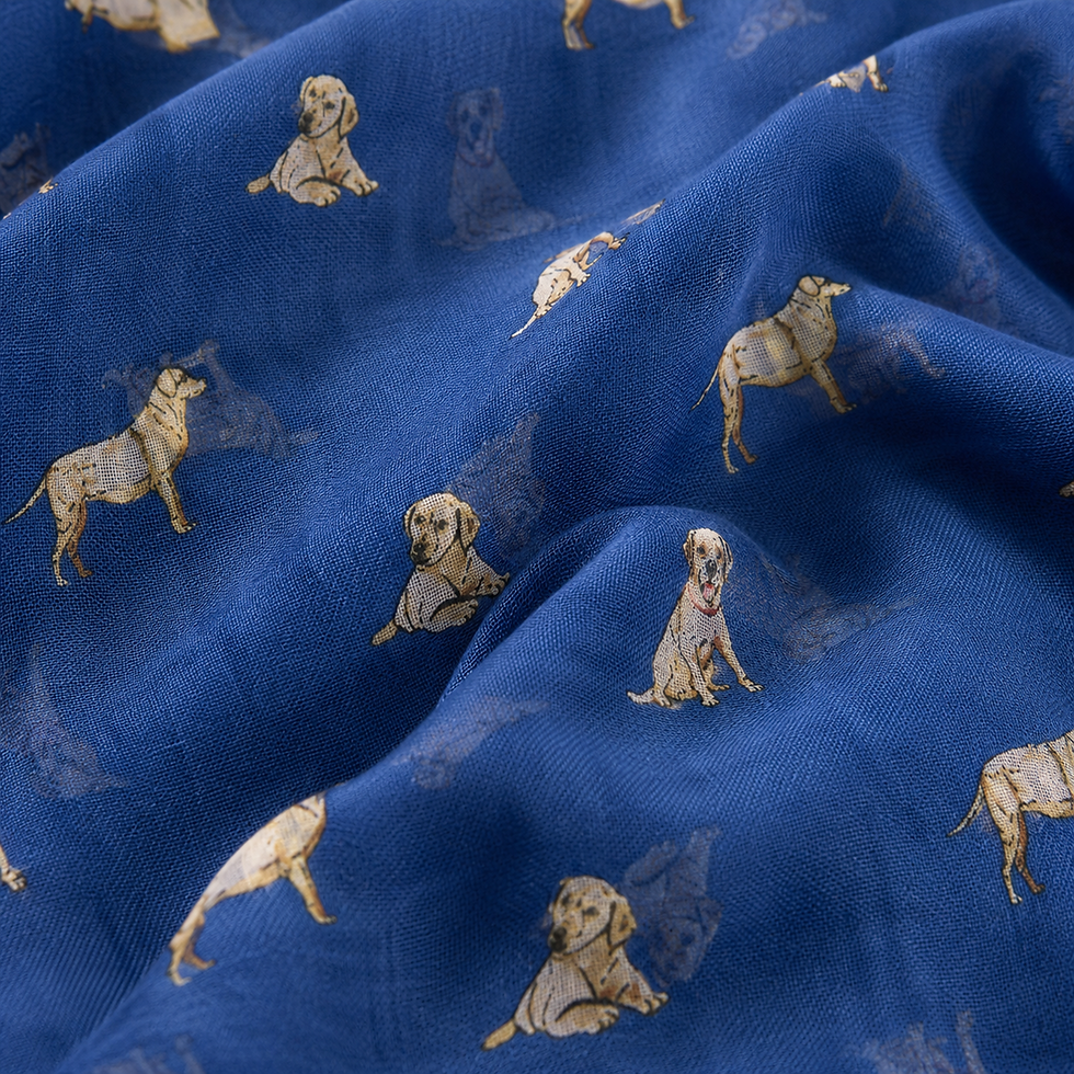 Thumbnail: Close-up of Blue  Labrador Retriever dog on Print Ladies Scarf