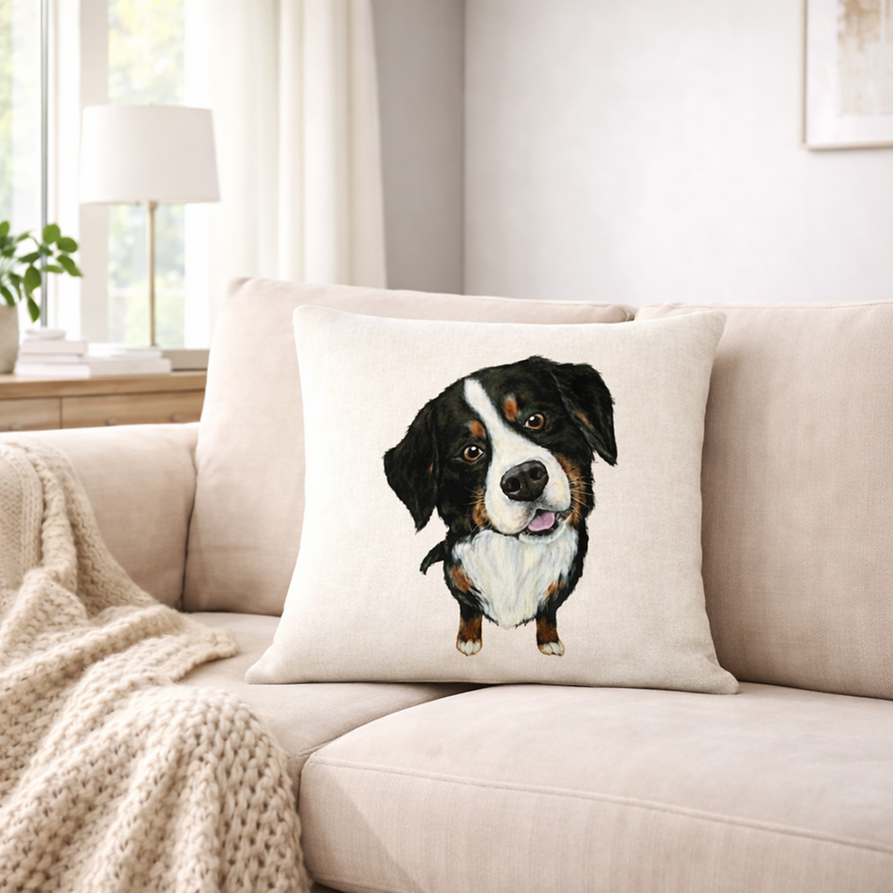Thumbnail: Border Collie Dog Cushion Cover styled on a beige sofa in a living room
