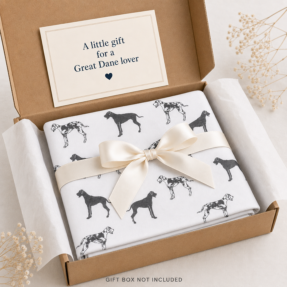 Thumbnail: White Great Dane Dog Print Ladies Scarf gift wrapped