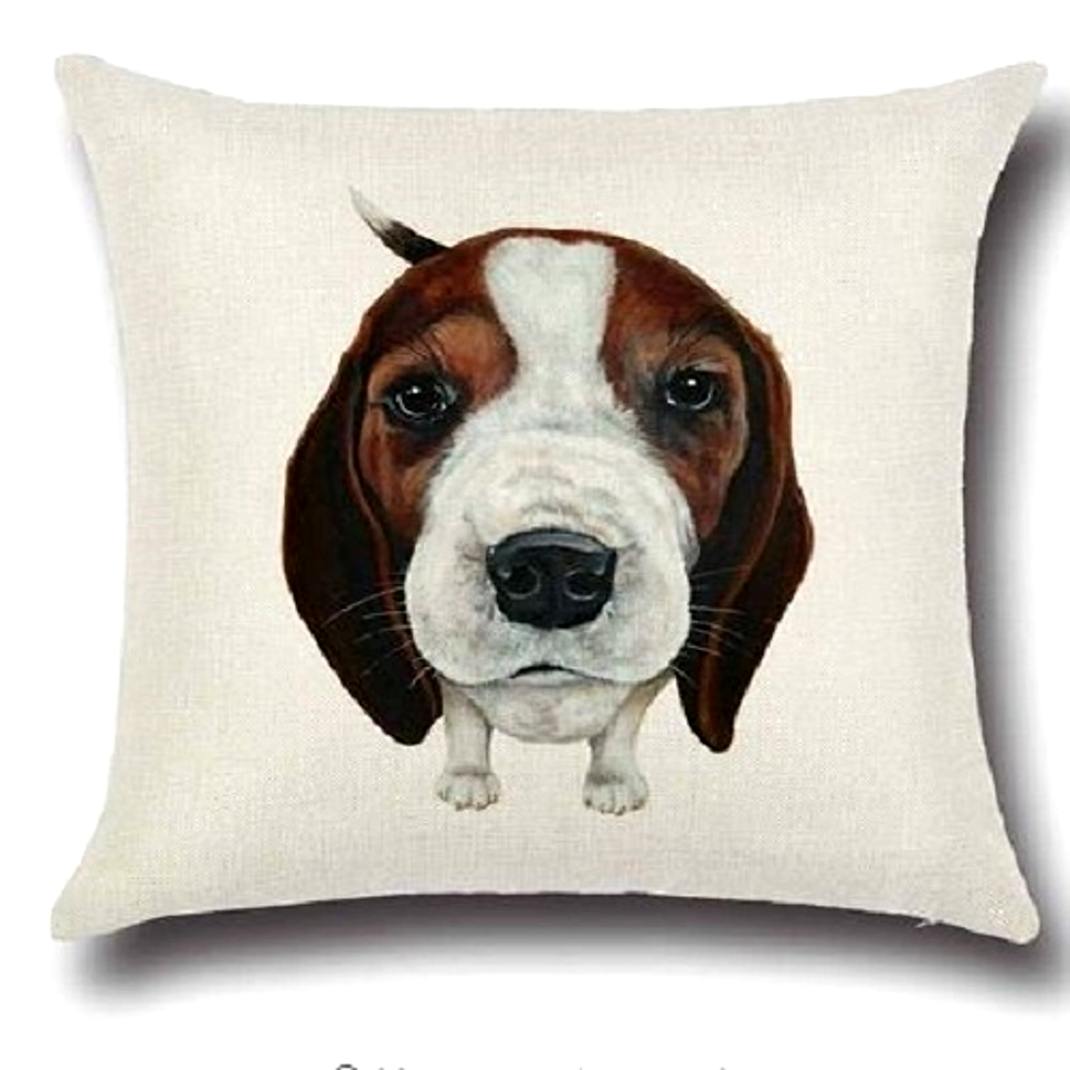 Thumbnail: Beagle Dog Cushion Cover with minimal dog illustration on beige background